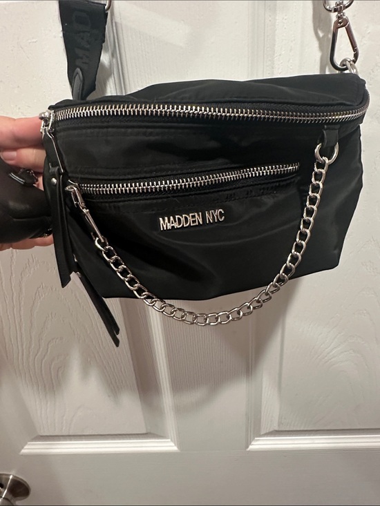 Madden Nyc Handbags - Madden NYC Black Nylon Crossbody Bag with Chain